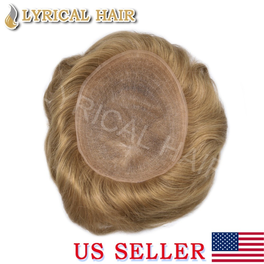 Mens Toupee Full Swiss Lace Front Bleached Knots Remy Hair System For Men Wig