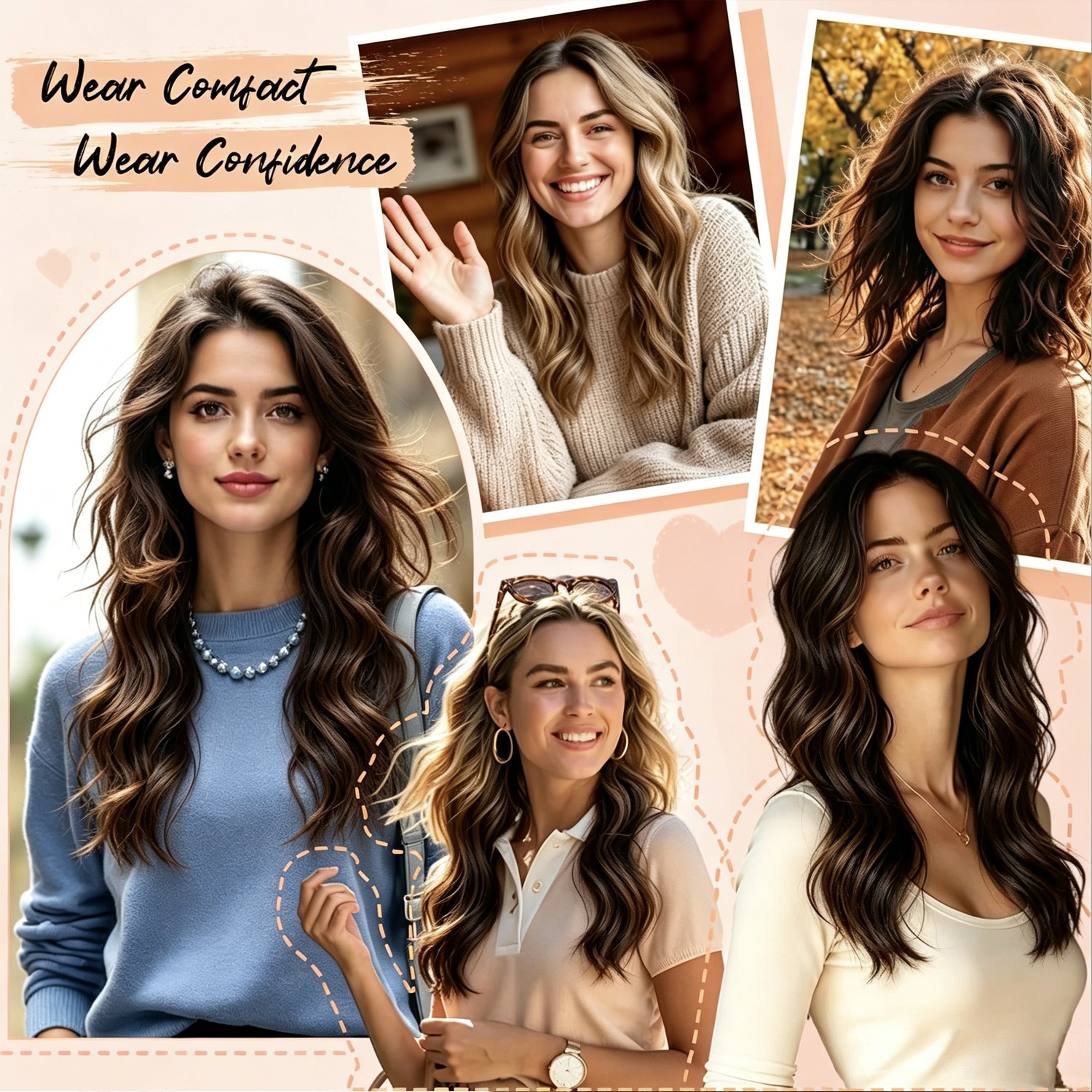 Free Part Women Topper Real AS Human Hair Toupee Clip in Water Wave Hairpiece US