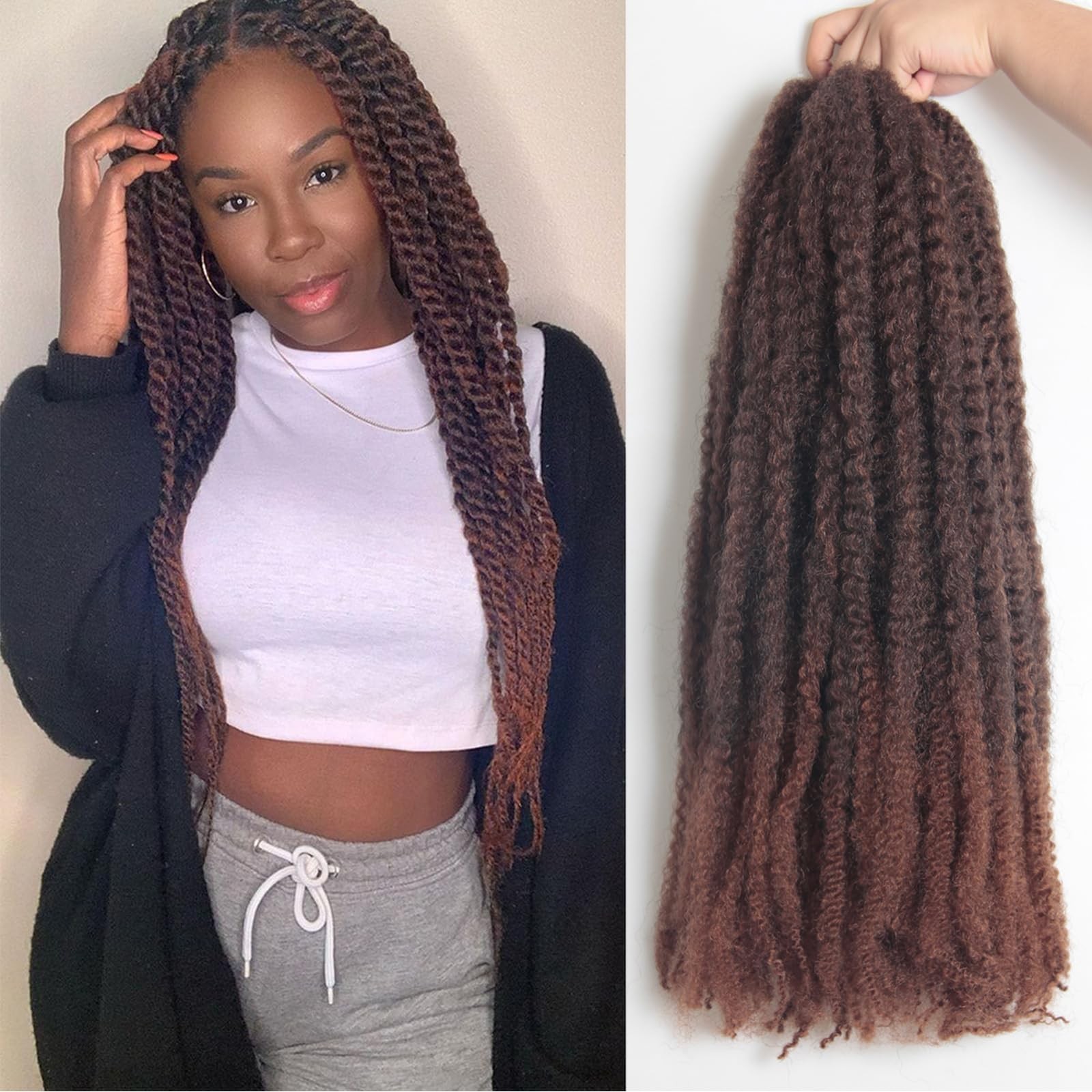 XSASLYET 24 Inch Marley Twist Braiding Hair 8 Packs – Soft Marley Hair for Braid