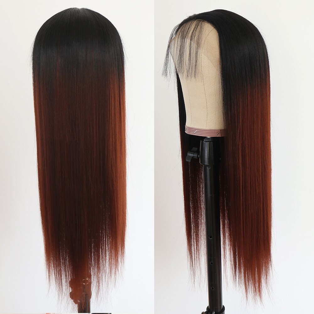Ombre Straight Human Hair Lace Front Wigs Women Long Blonde Wig Heat Resistant