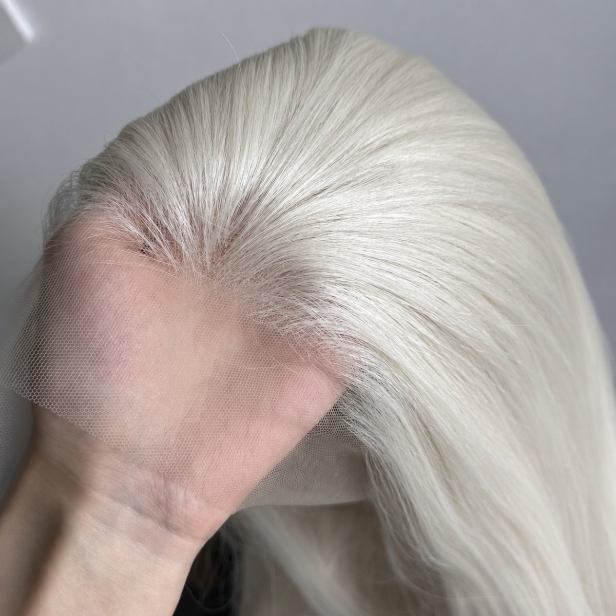 Long Straight Platinum blonde Heat Resistant Hair Glue Less Lace Front Wig