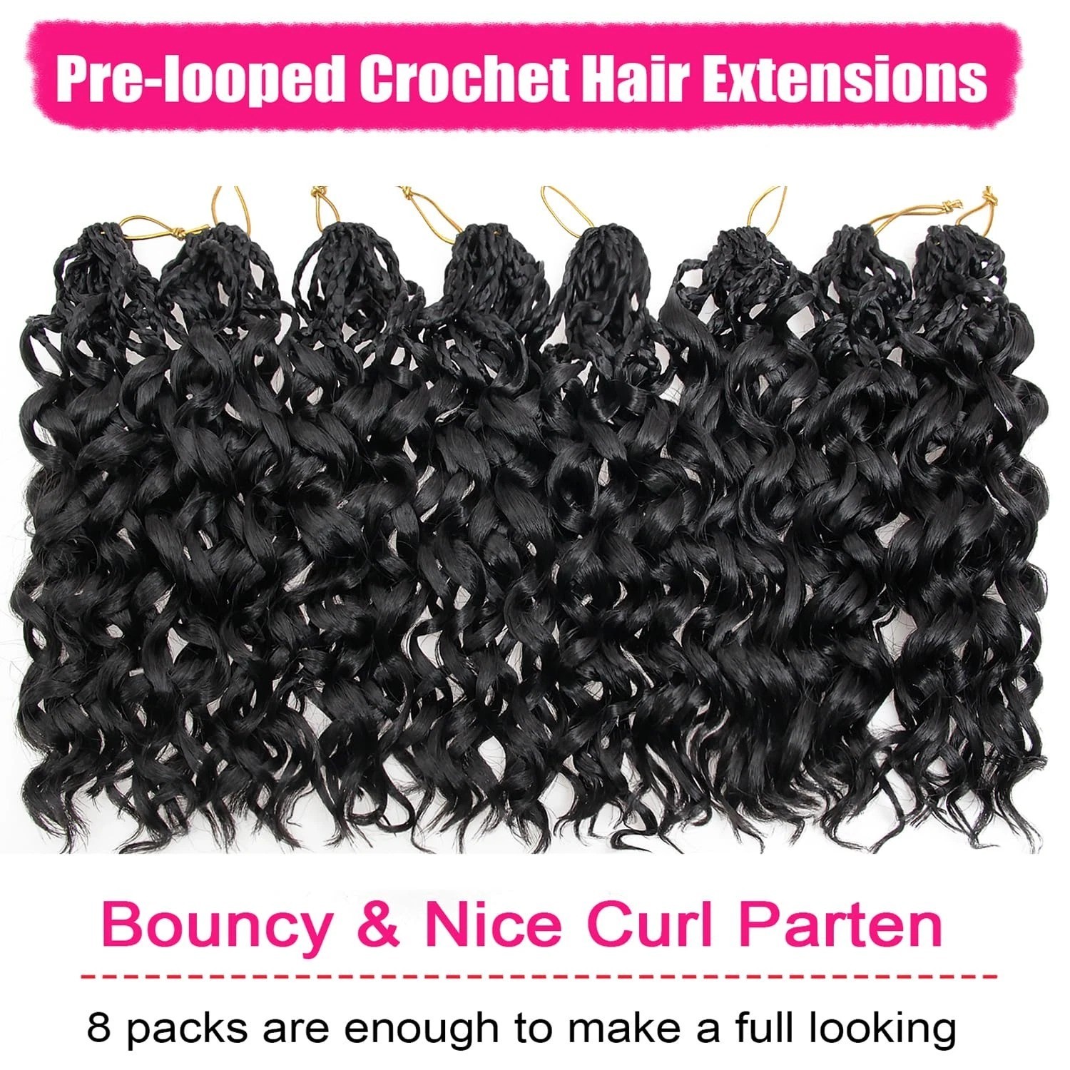 Gogo Curl Crochet Hair 8 Packs Pre Looped Short Curly Ocean Water Wave Synthetic