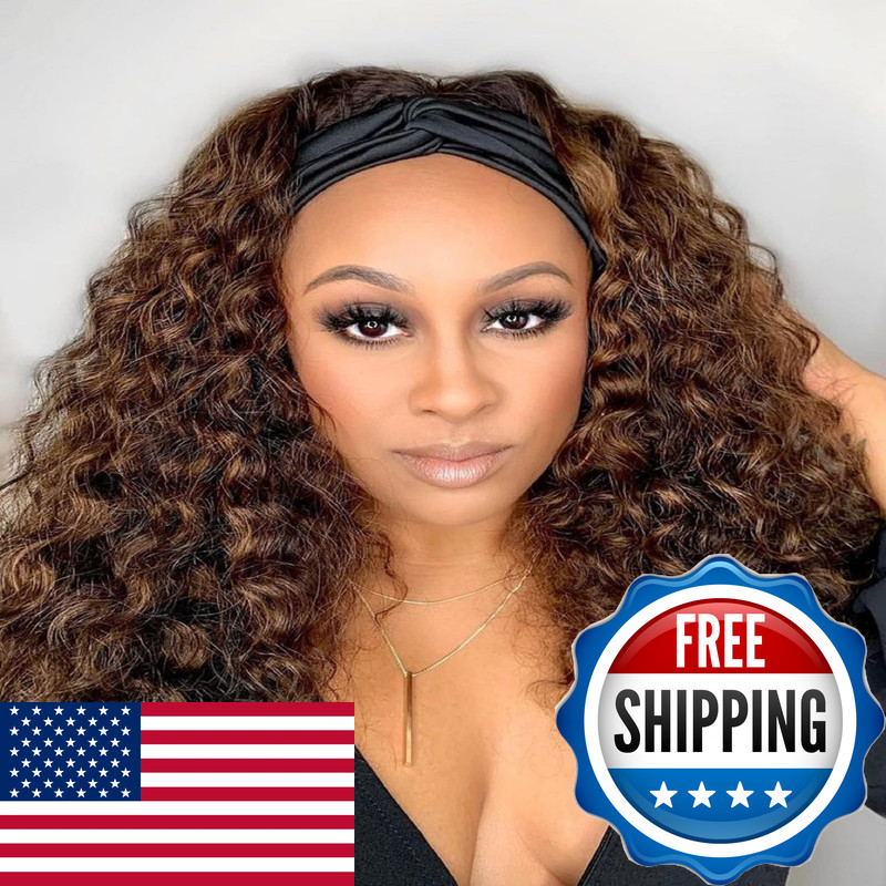 Lauberita Chocolate Brown Headband Wig Human Hair For Women 4 Deep Wave