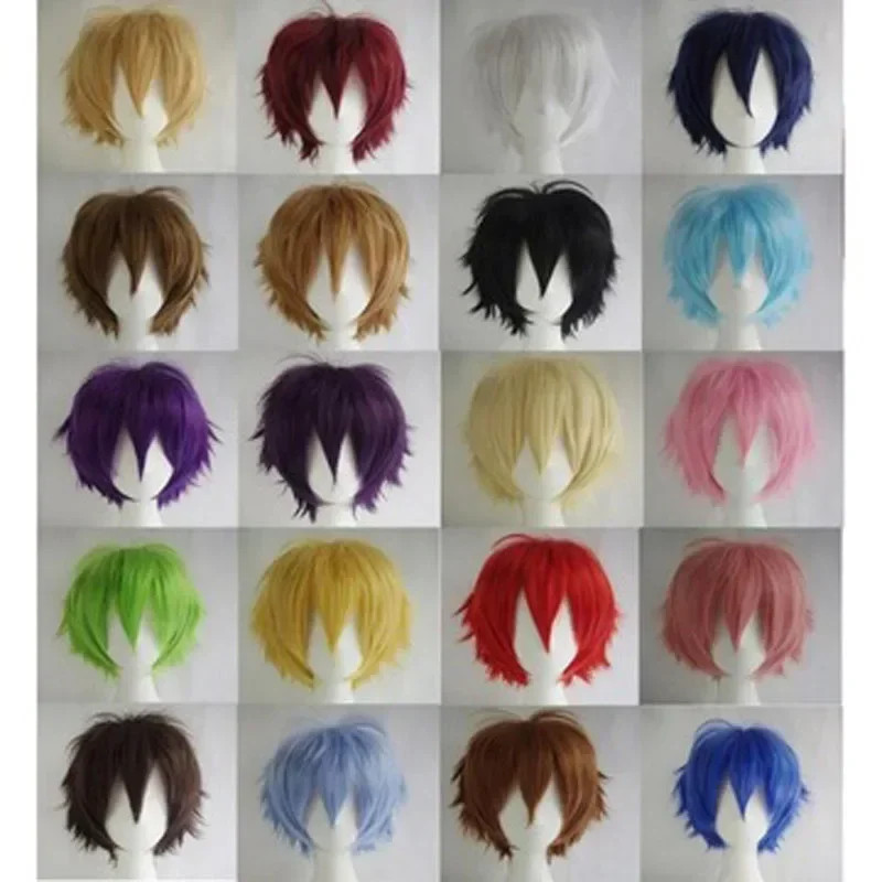Universal Short Cosplay Wig Silver Red Pink Blonde Grass Green Black Straight