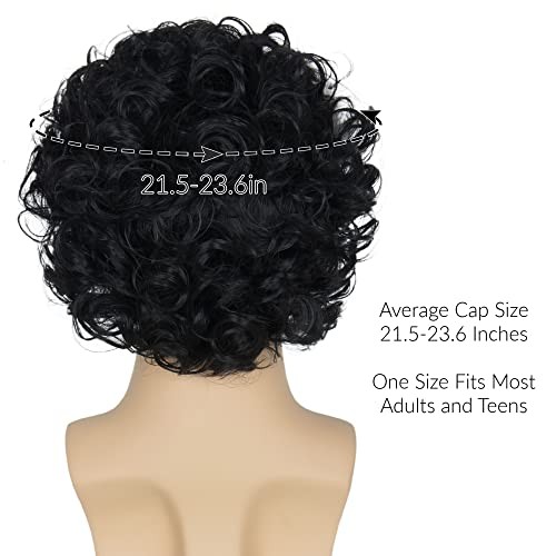Miss U Hair Short Curly Strands Men Adult Party 21-23 Inch Black with White