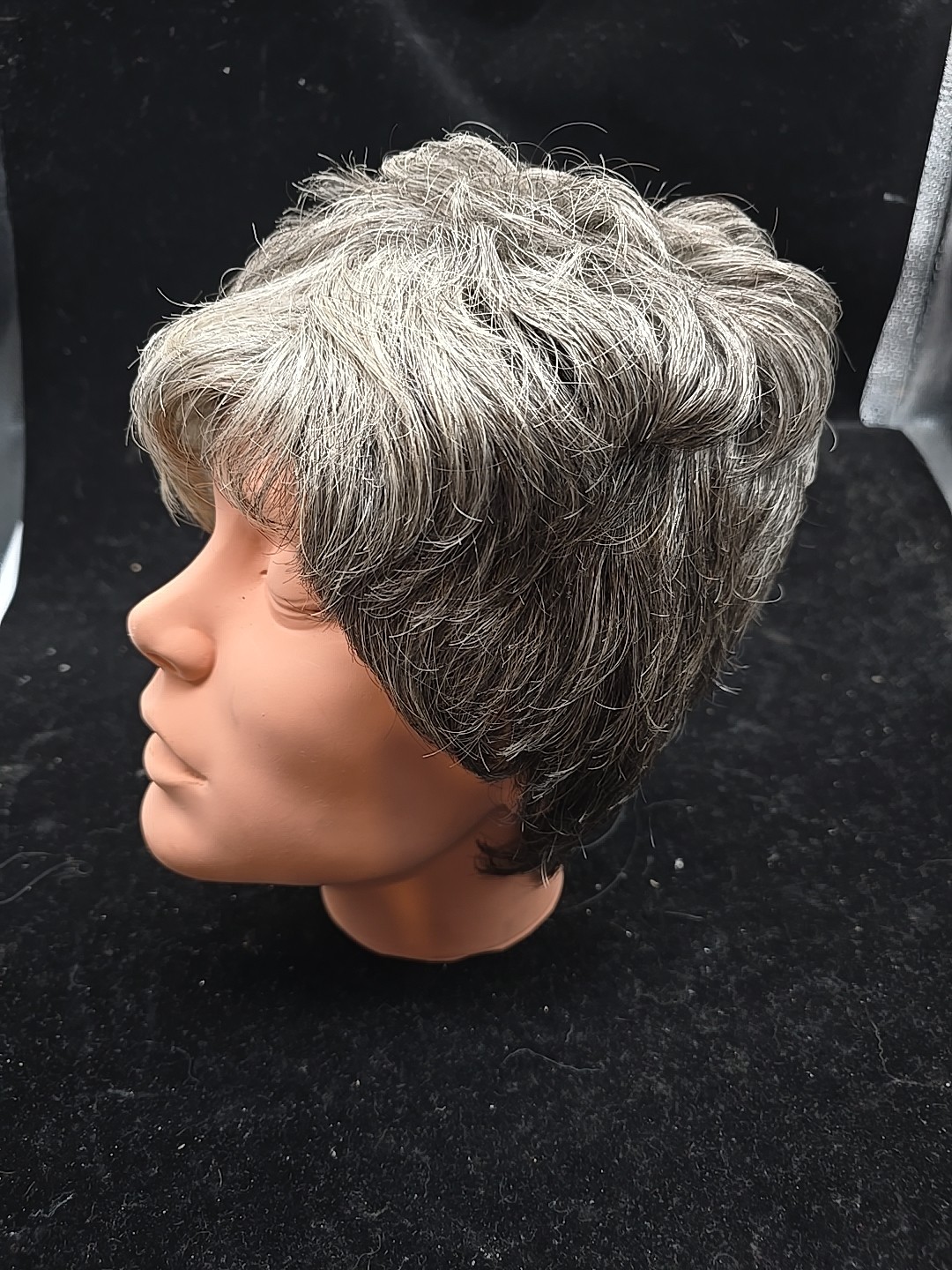Foxy Silver Wig Short Gray Salt Pepper Shag Pixie Japanese Origin Indonesia