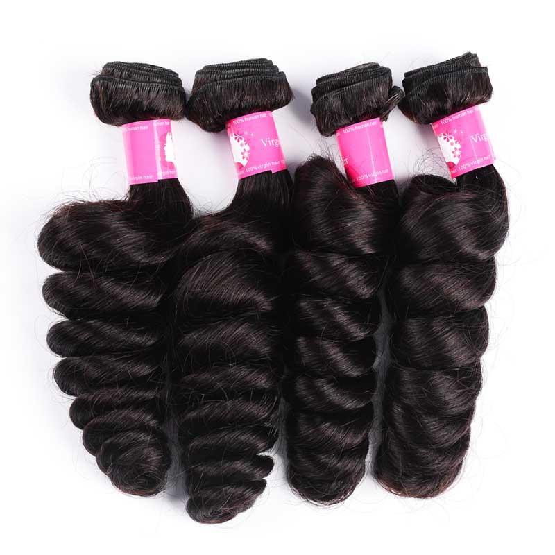 12A BRAZILIAN VIRGIN HUMAN HAIR LOOSE WAVE HD LACE BUNDLES 4X4/5X5/6X6 COLOR 1B#