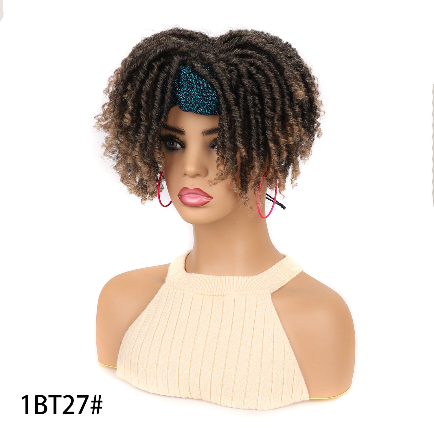 8″ Afro Faux Locs Headband Wigs Dreadlock Wigs for Women Twist Curly Hair Wigs