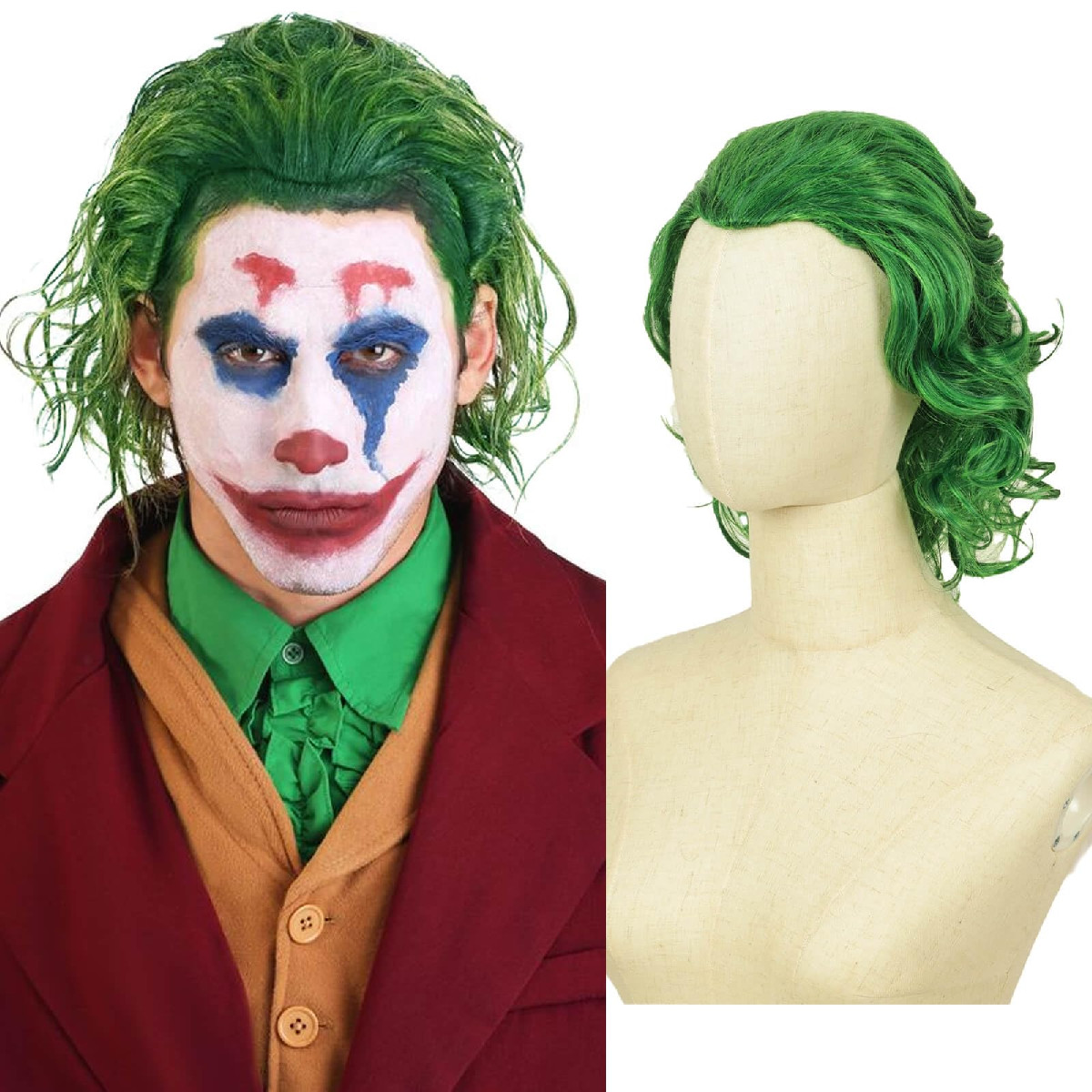 Queentas Short Green Wig For Men Clown Wigs For Men 70S 80S Mens Cosplay