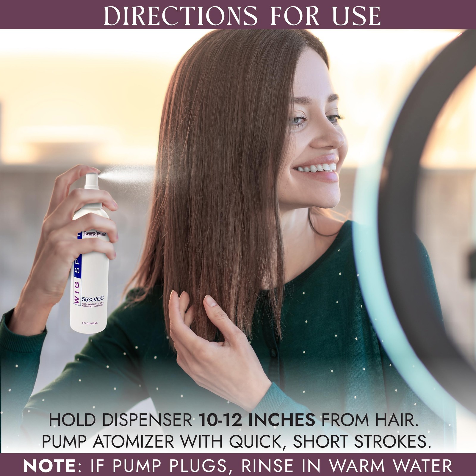 Brandywine Non-Aerosol Wig Spray for Synthetic and Natural Hair Wigs, 8 Ounce