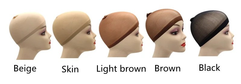 2pcs Wig Cap Mesh Dome Hair Net Stretch Invisible Stocking Cap Black Brown Beige