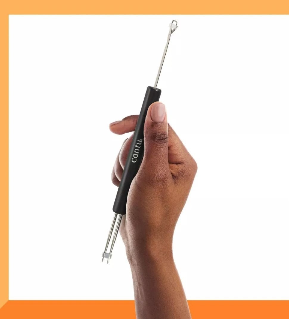 CANTU Double-Sided LOC & Braid Crochet Needle Hair Comb with Non-Slip Grip (3-pa
