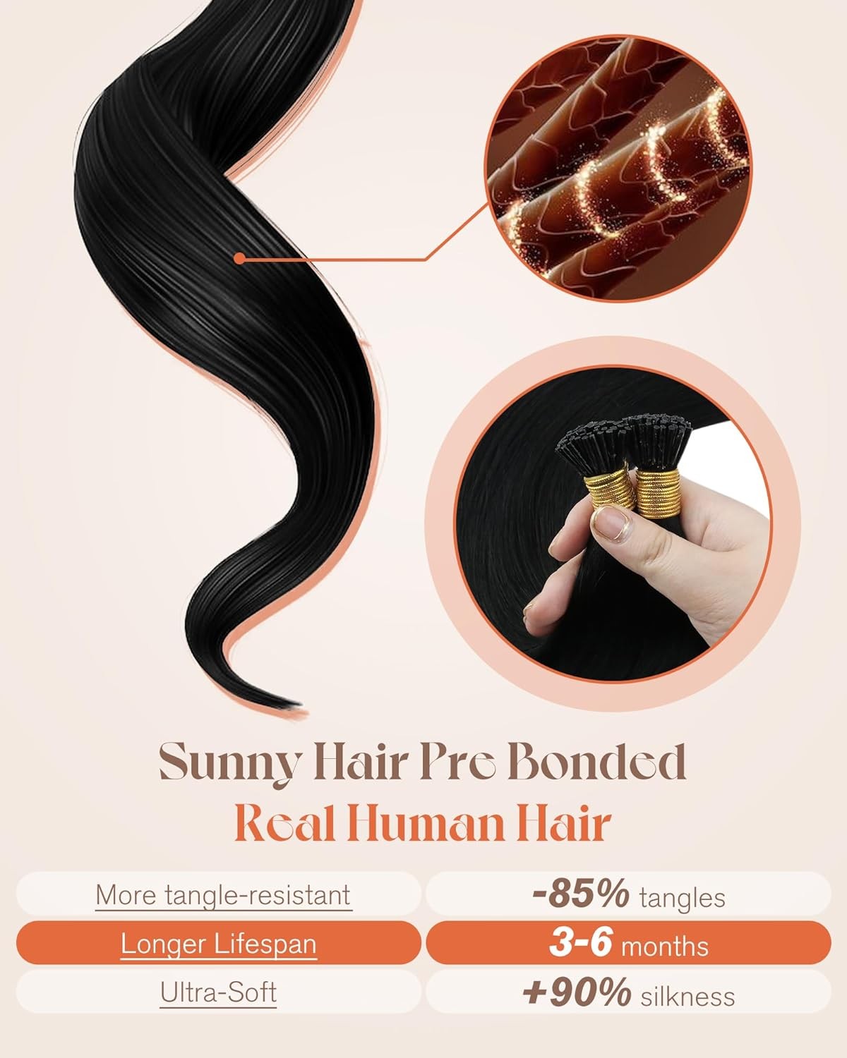 Sunny I-TIP 24in Black Hair Extensions – I-TIP_1_24_50G3