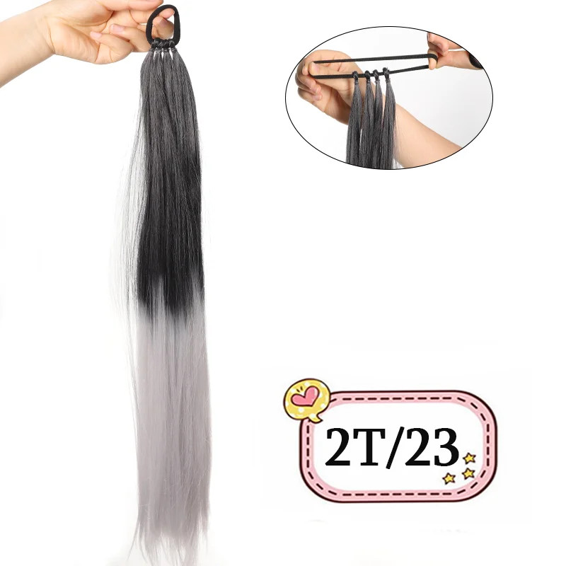 Versatile DIY Braided Ponytail Extensions Synthetic Fake Hair With Elastic Band