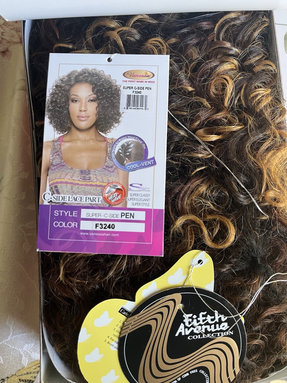 Vanessa Synthetic C-part Lace Wig: PEN #f3240: Blond, Auburn, Brown Highlights