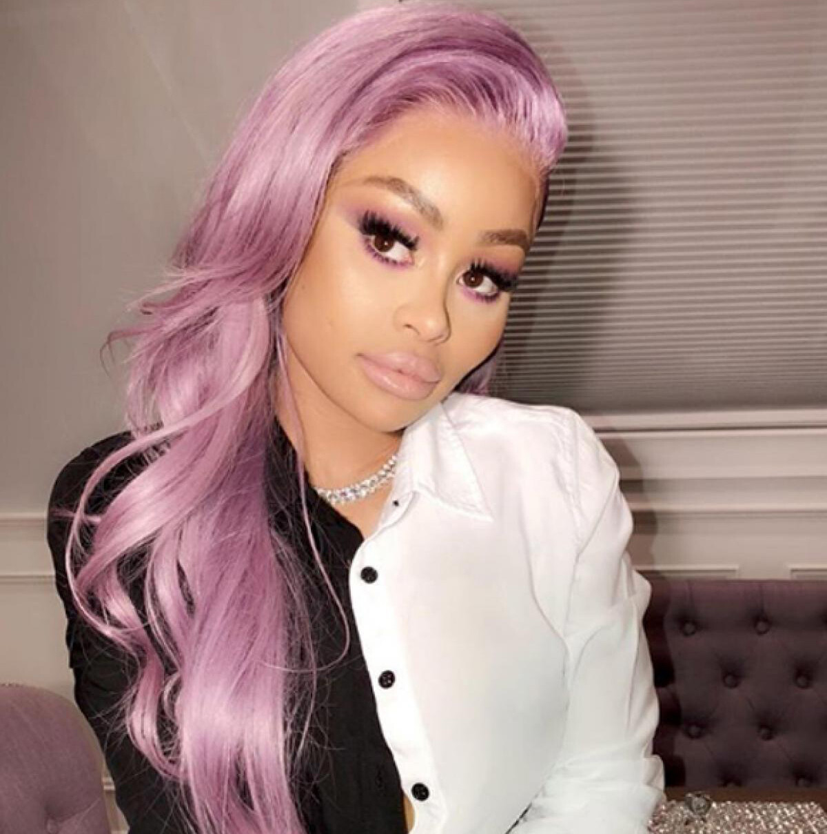 Light Purple Colored Body Wave Human Hair Lace Front Wigs Brazilian Hair 13×4