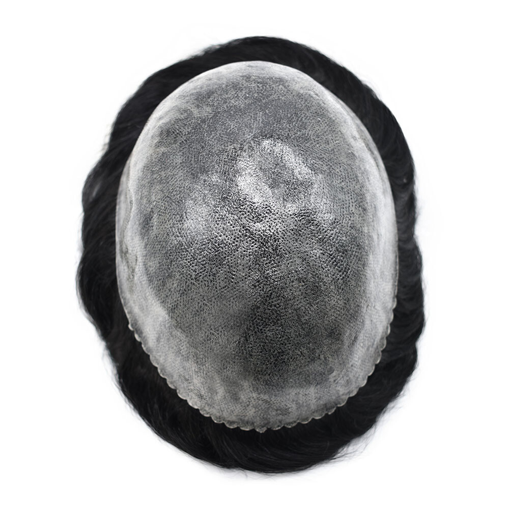 Mens Toupee Human Hair System Replacement Unit Injection Skin Pu Hairpieces Wigs