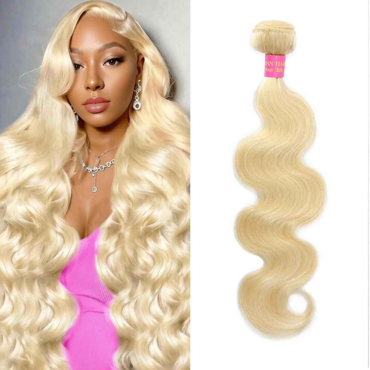 Uyclejx 613 Bundles Human Hair 18Inch Blonde Bundles Human Hair 100 Unprocessed
