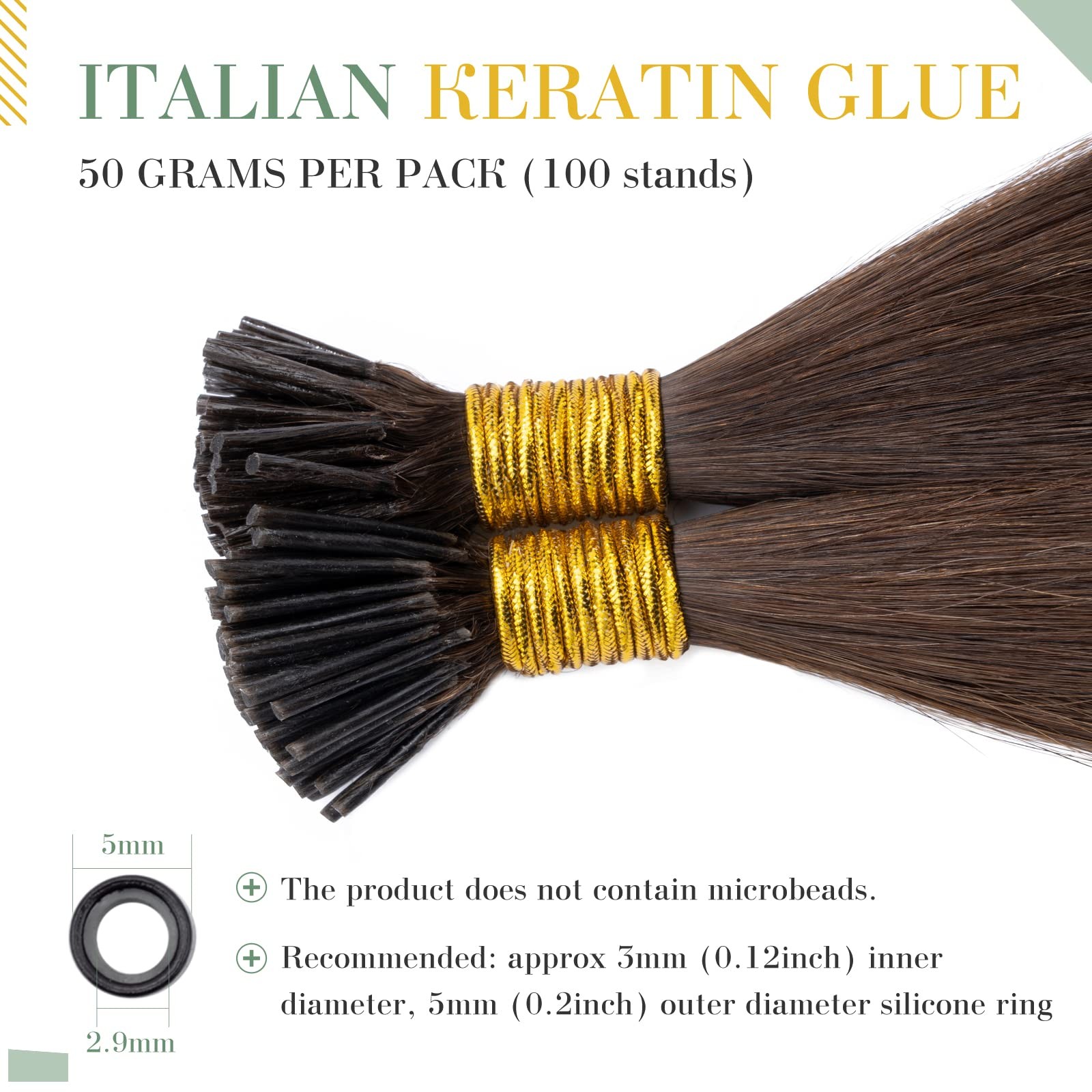 My-Lady I Tip Hair Extensions Human Hair 100 Strands 18 Inch Medium Brown Pre