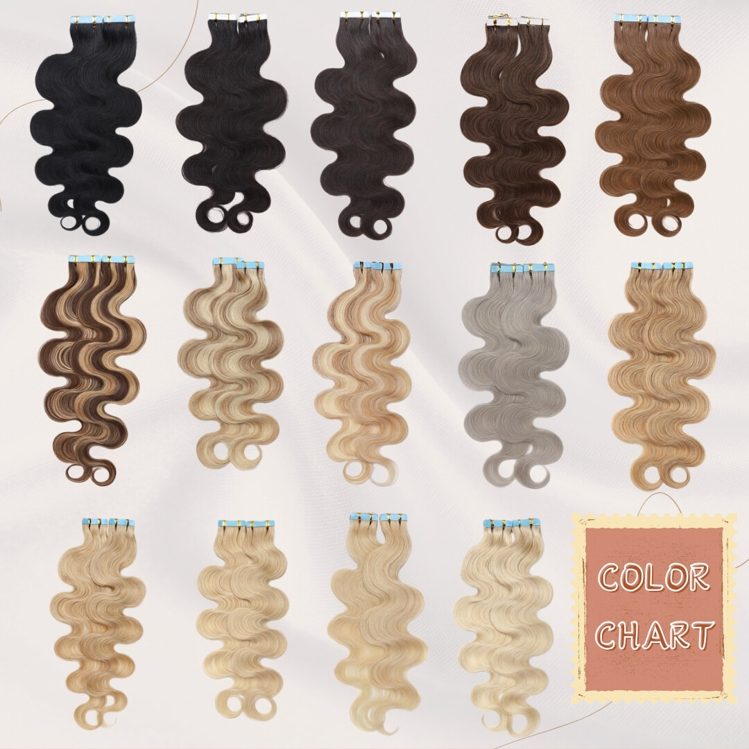 Body Wave 100% Human Hair Remy Virgin Russian Tape In REAL Hair Extensions Soft