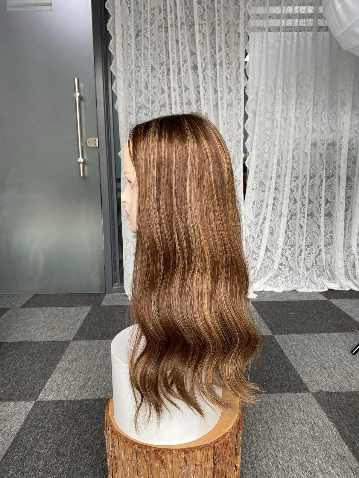 Lace Top Human Hair Wig Sheitel 23” | Slight Layer | Color 6/12/16 | Medium Cap