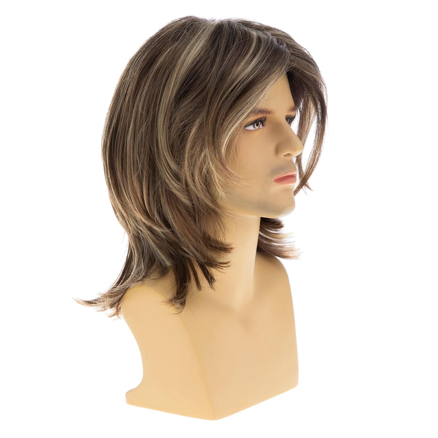 Mens Shoulder Length Wig – Heat Resistant – Adjustable Cap