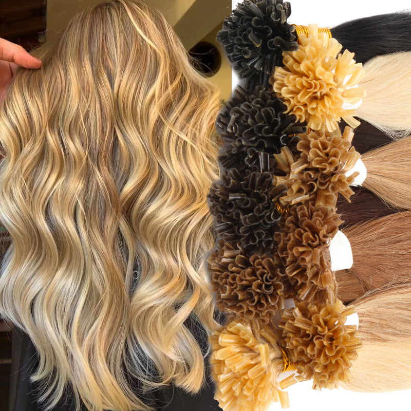 U Tip Keratin Bond Hair Extensions 100% Remy Human Hair Nail-Tip #Highlight 1g/s