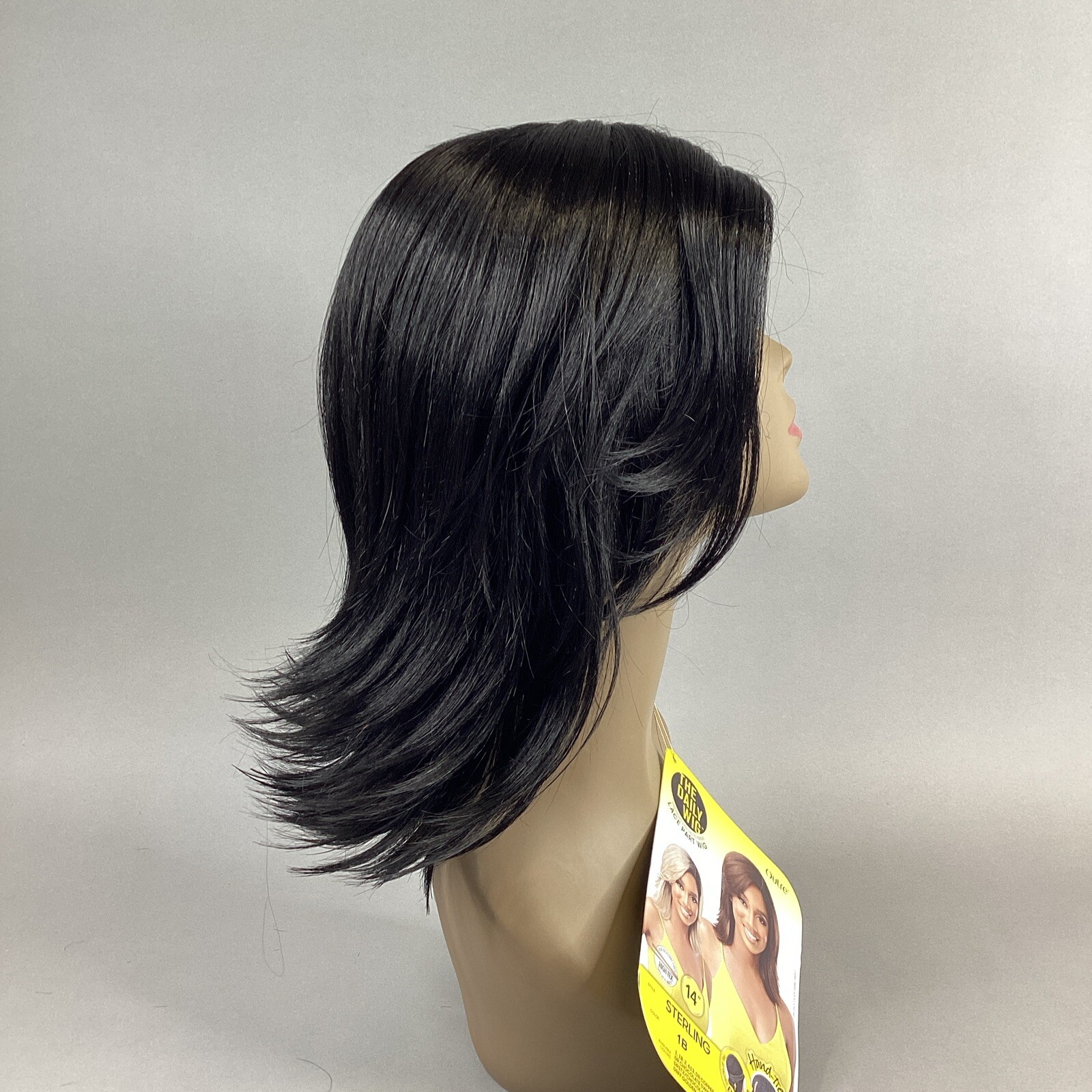 Sterling 14” Straight #1B Off Black Premium Synthetic Lace Part Wig