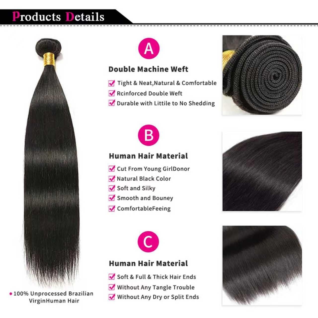 12A Raw Human Hair Bundles Straight Body Water Loose Deep Wave Curly Remy Hair