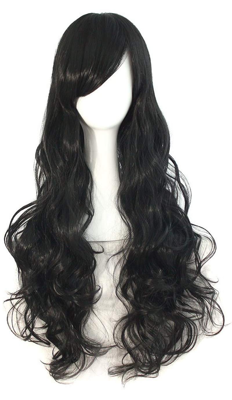 32″ 80 Cm Long Hair Spiral Curly Cosplay Costume Wig (Black)
