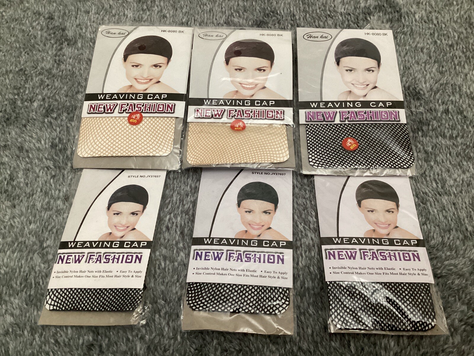 New Fashion Weaving Cap Fishnet Cool Mesh Nylon Spandex, – Lot Of 6 Packs