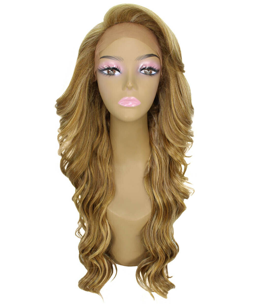LUXLUXE Asana Wavy 26″7×4 Women’s Lace Front Wig, BLT-0117, Blonde Blend