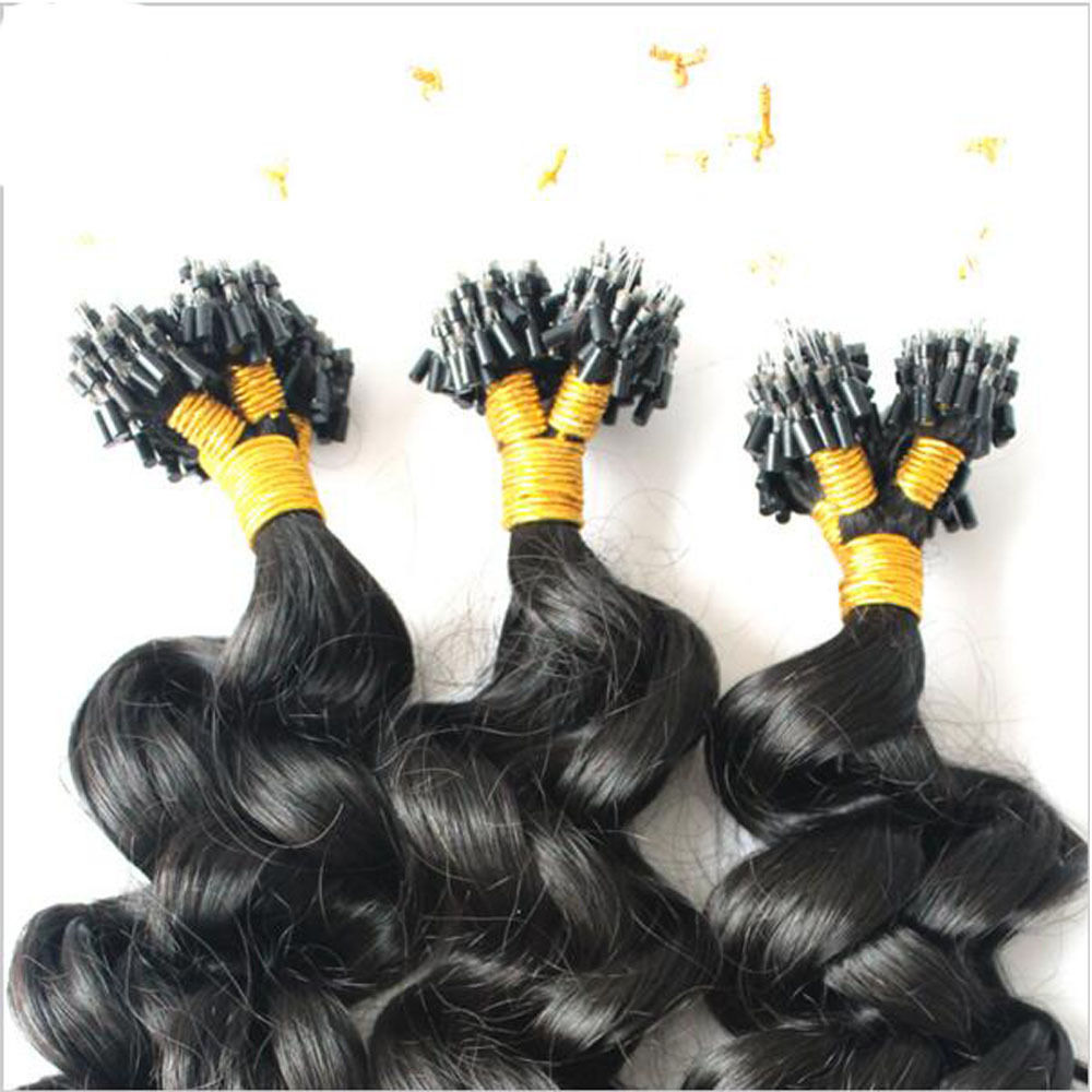 Loose Wave Micro Loop Human Hair Extension Brazilian Micro Ring Hair 100Strands
