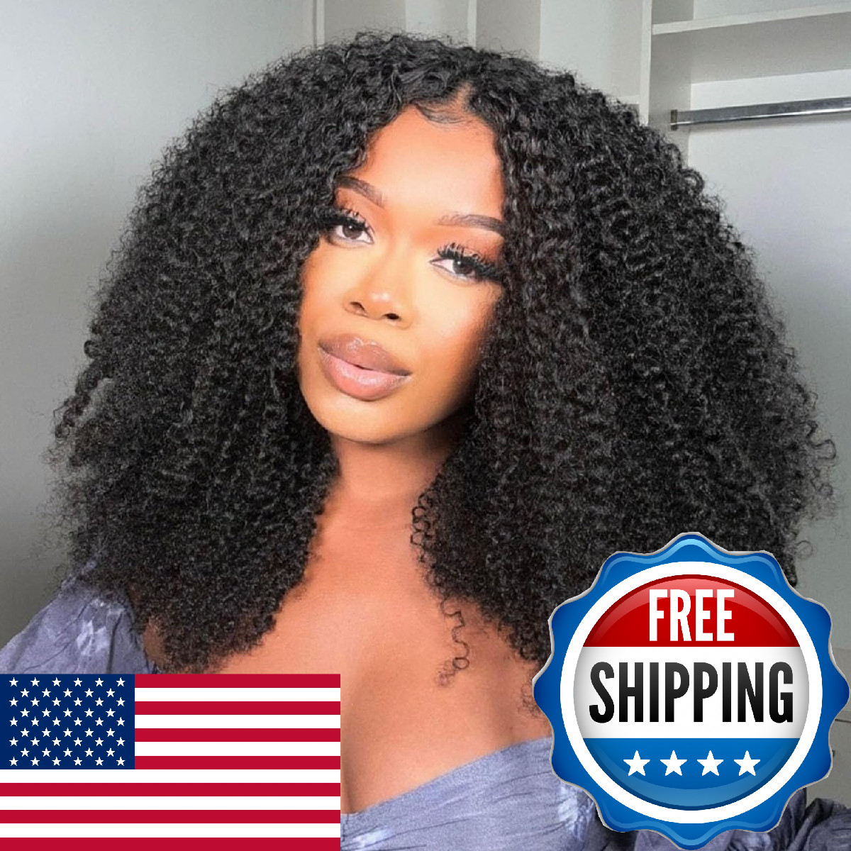 Oq Hair V Part Wig Human Hair Afro Curly Upgrade U Part Adjustable Drawstring
