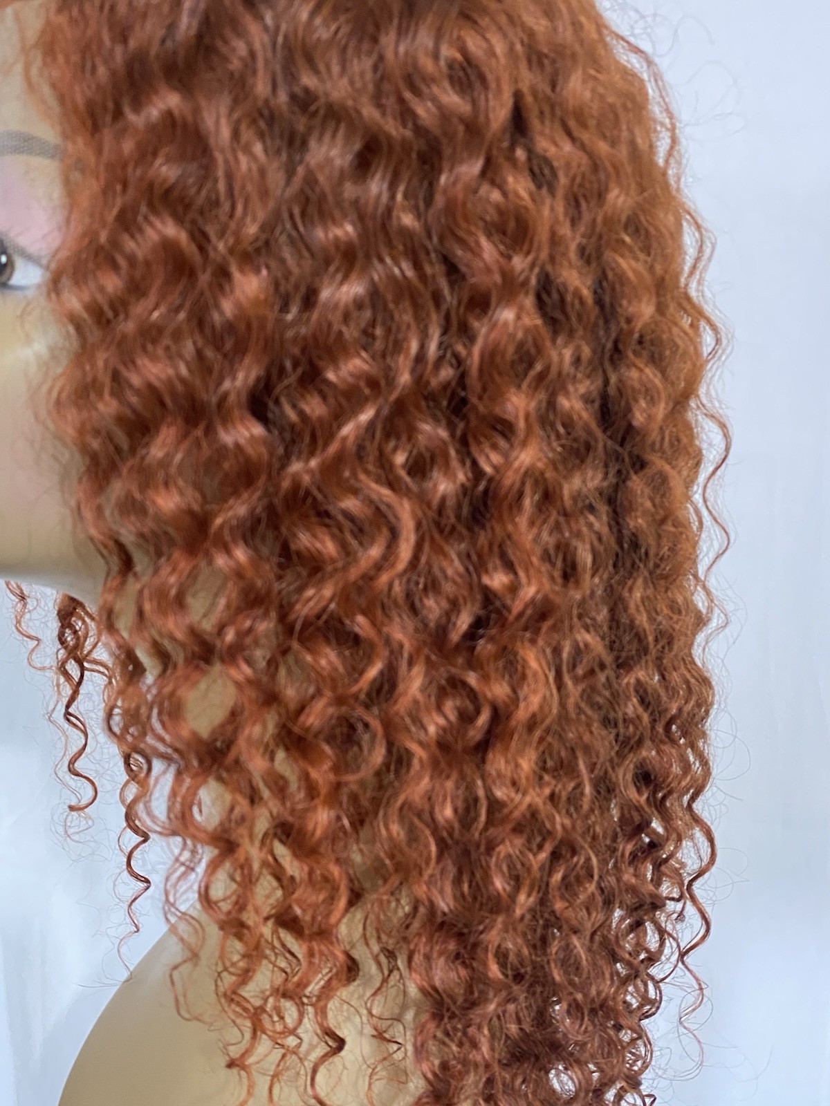 Glueless Reddish Brown Curly 13×4 HD Lace Front Human Hair Wig 20″ Deep Wave