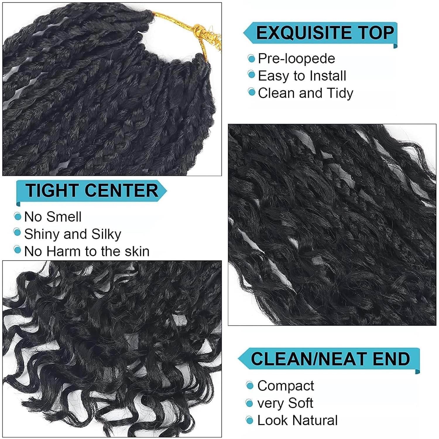 8 Inch Handmade Goddess Box Braids Crochet Hair with Curly Ends – 1 Pack