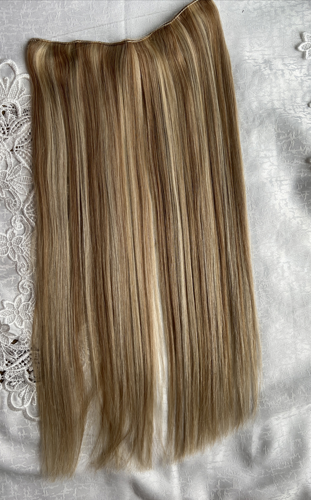 Flip in Human Hair Extensions with Invisible Wire 4 clips 20″ Highlighted Blonde