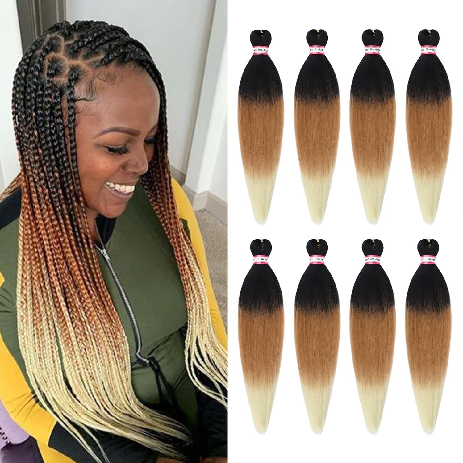 20 Inch Easy Twist Ombre Braiding Hair – 8 Packs of Soft, Manageable Synthetic