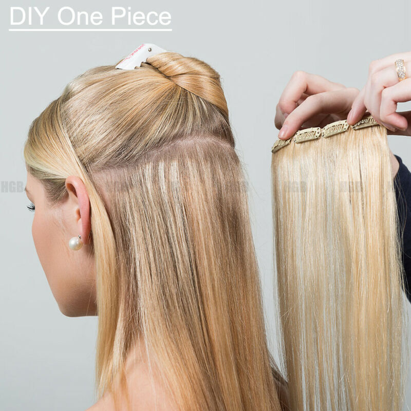 100% THICK One Piece Clip In Real Remy Human Hair Extensions Full Head/Blonde/8A