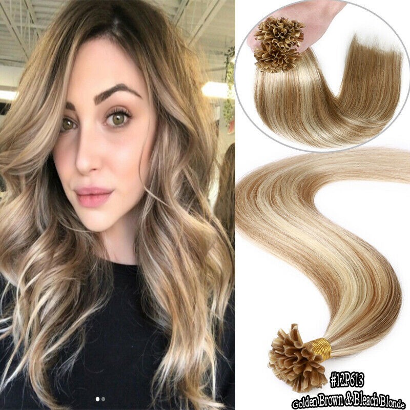 100PCS Keratin Bonded U Tip Human Hair Extensions Double Drawn European Hair 1g