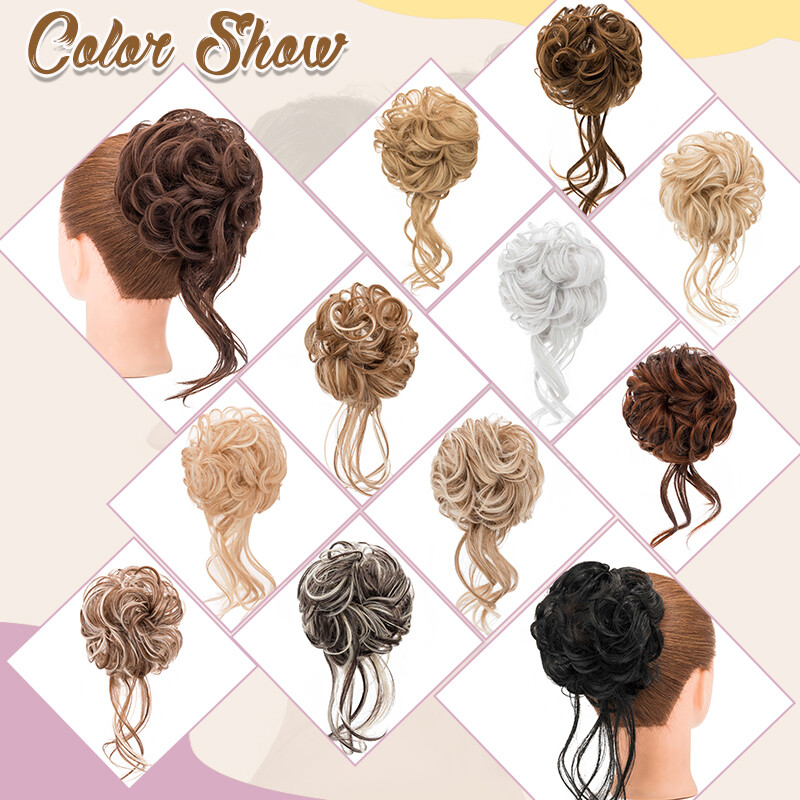 Natural Wrap on Messy Bun Hair Piece Ponytail Hair Extension Wedding Long Updo