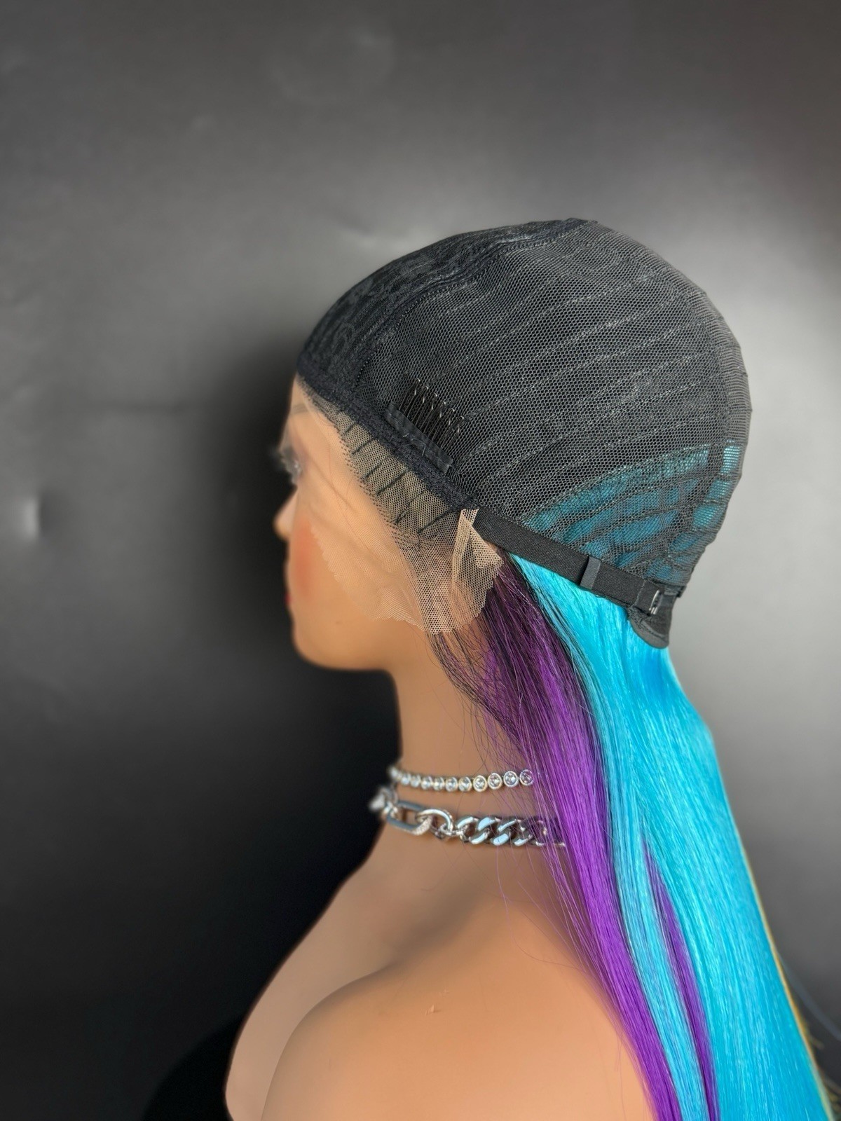 Pastel Rainbow Wig Lace Front Middle Part Straight Heat Ok
