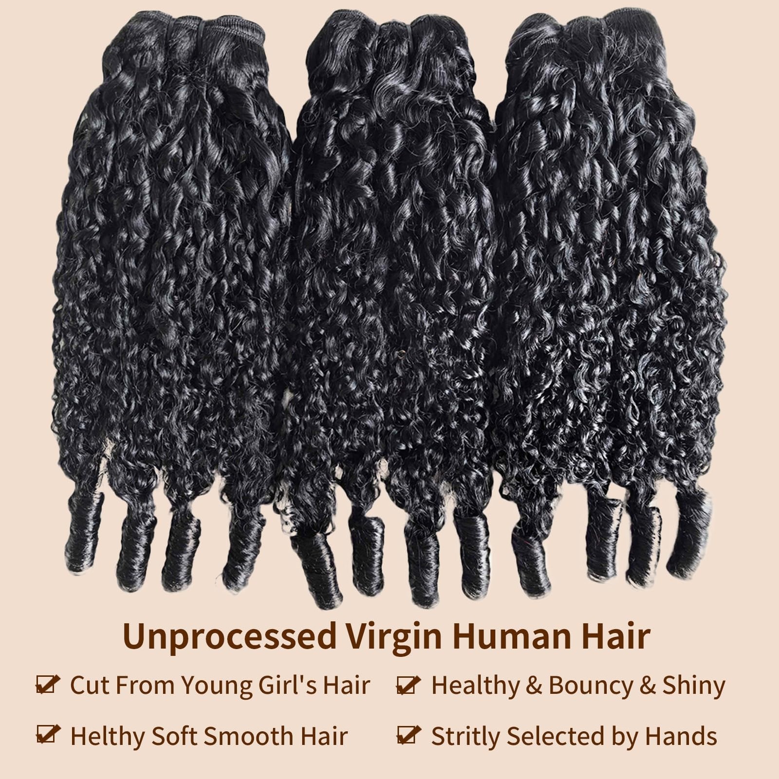 Quitoric 12A Burmese Curly Bundles Human Hair 14 16 18 Inch 100 Unprocessed