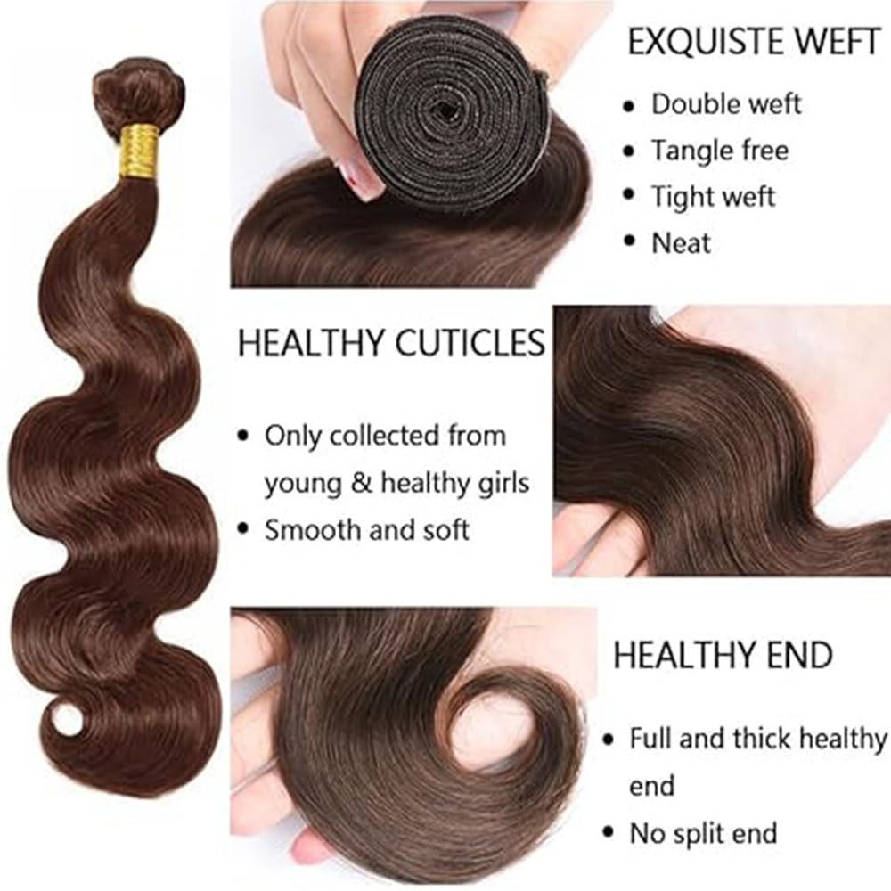 Labamiya Body Wave Human Hair Bundles Chocolate Brown 14 16 18 Inch Color 4