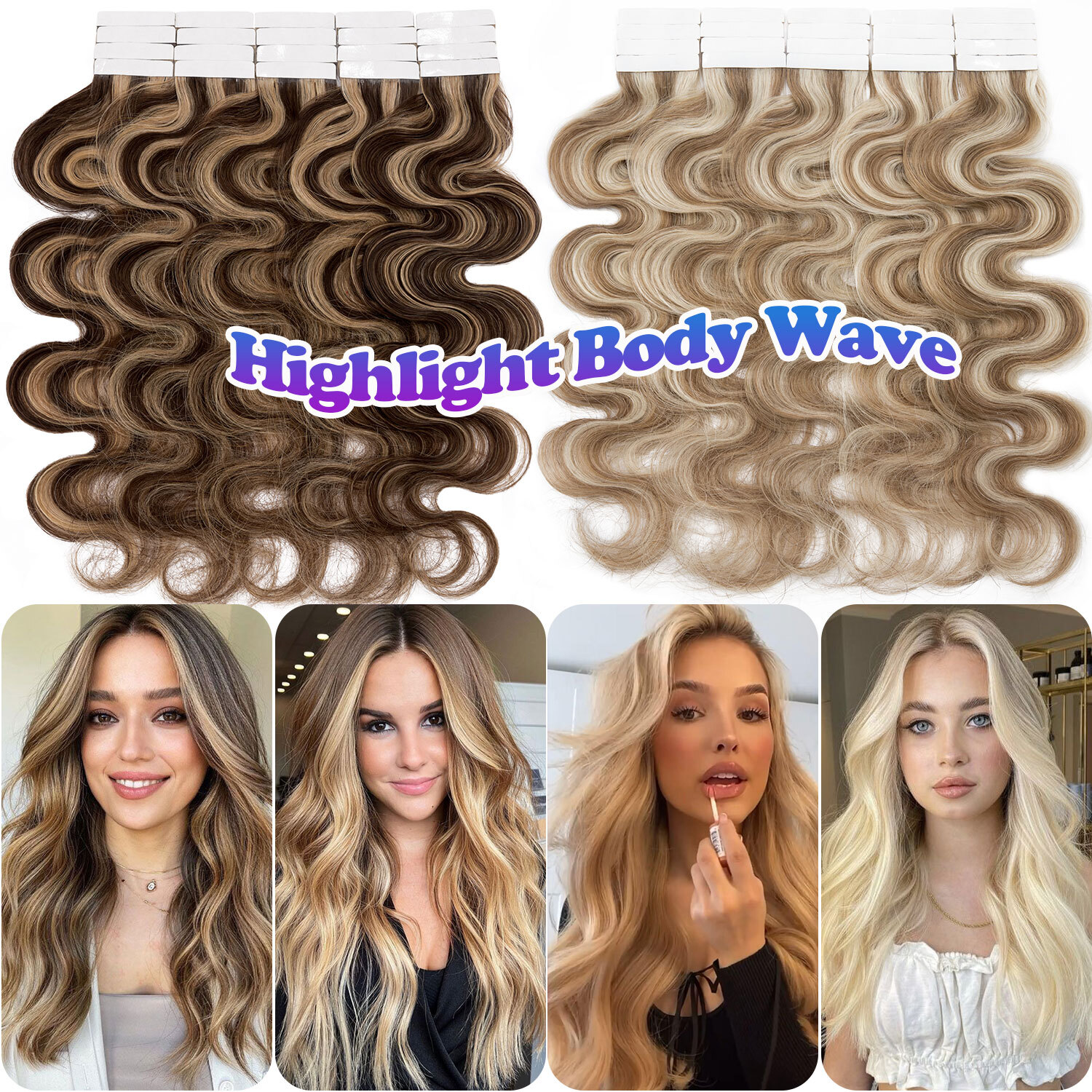 Tape in Hair Extensions 100% Remy Real Human Hair Skin Weft Black Brown Blonde S