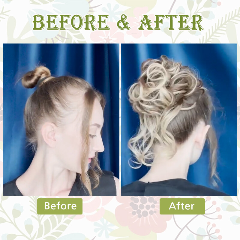Thick Messy Bun Scrunchie Updo False Cover Curly Claw Clip Hair Extensions Women