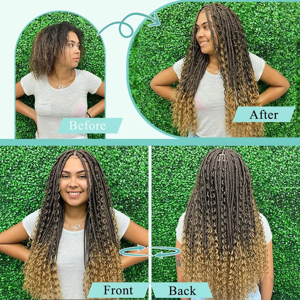Goday Ombre Honey Blonde Braiding Hair 6 Bundles/Pack 150G 14 Inch Boho Hair