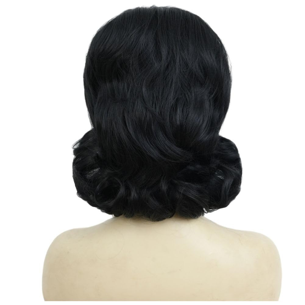 Black Vintage Curly Cosplay Wigs for Women Bouffant Beehive 50s 60s Retro Costum
