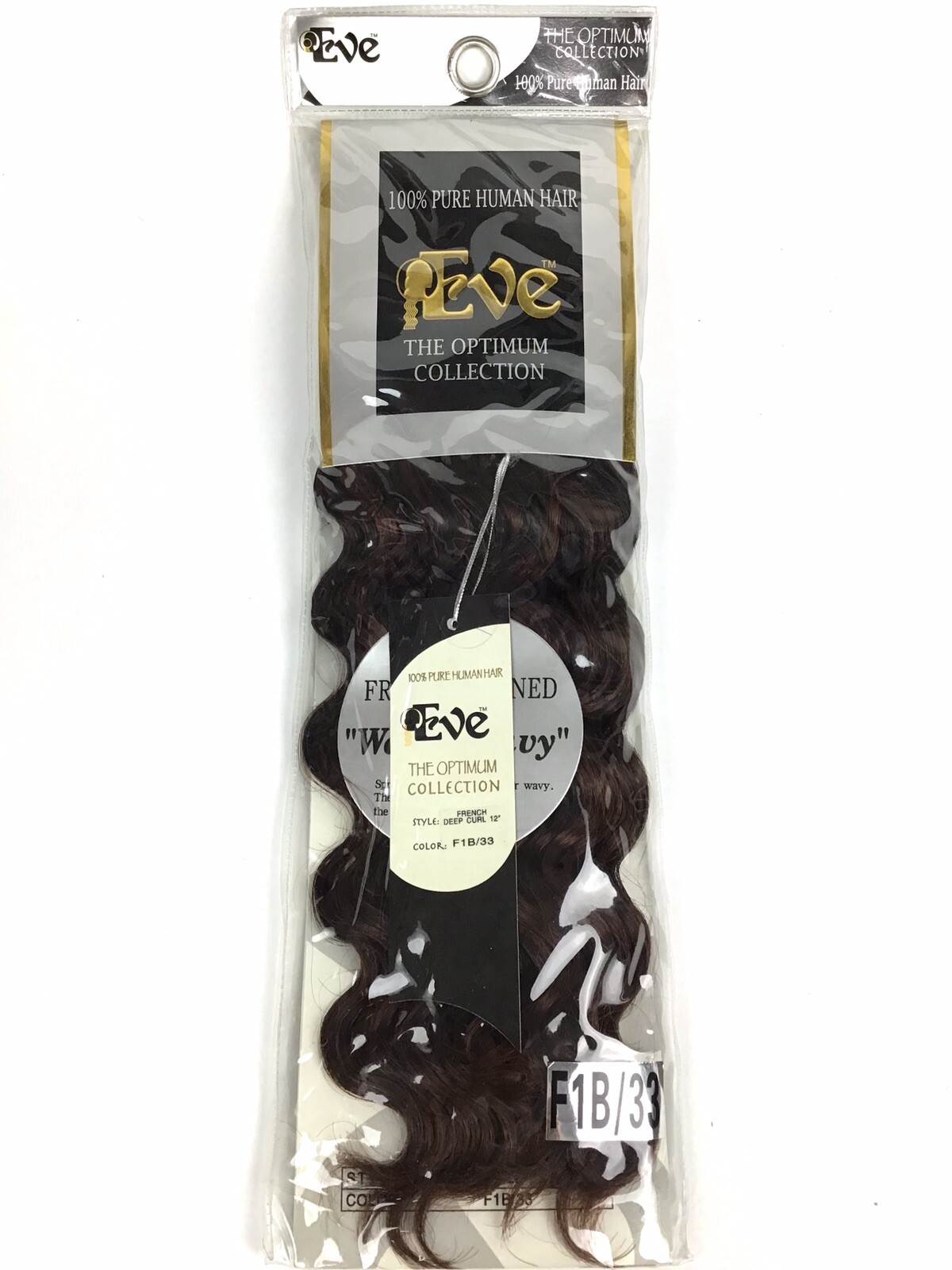 Eve Optimum Collection 100% Pure Human Hair French Deep Curl 12” Color F1B/33