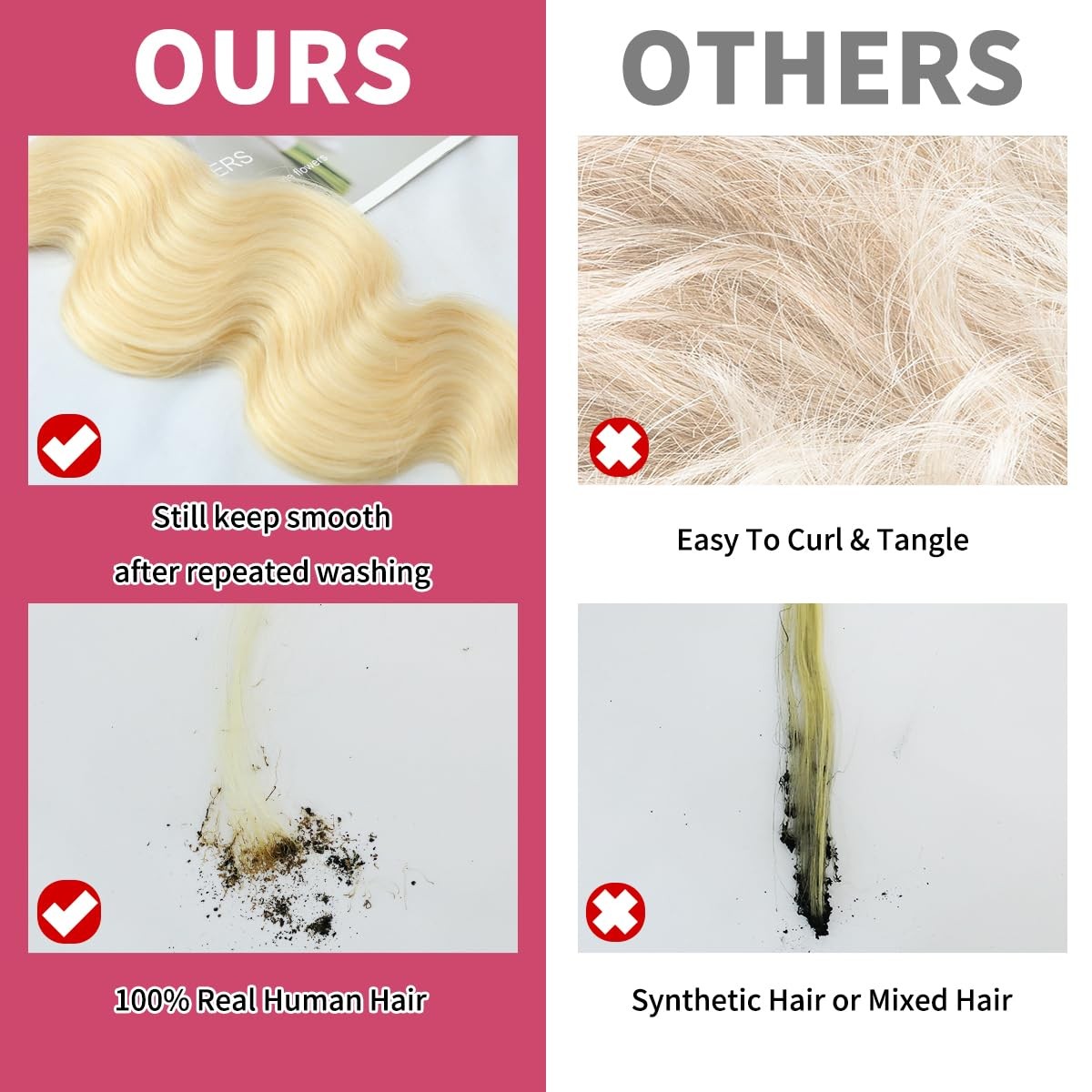 Uyclejx 613 Bundles Human Hair 18Inch Blonde Bundles Human Hair 100 Unprocessed